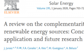 um review sobre complementaridade é publicado pela Solar Energy